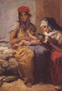 Theodore Chasseriau Femme maure allaitant son enfant et une vieille (mk32) oil painting artist